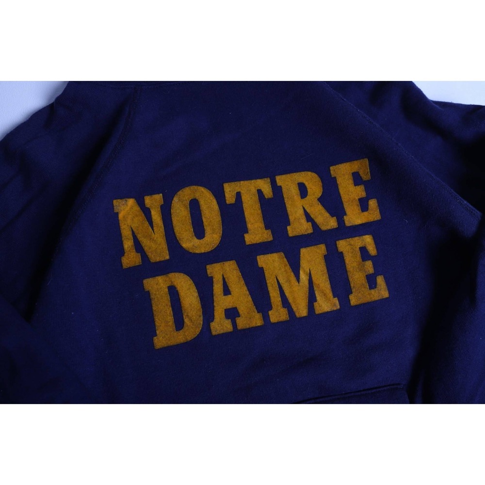 Vintage Champion Notre Dame Hoodie Navy Blue Flocked Medium Made in USA 70s 80s - Picture 2 of 7
